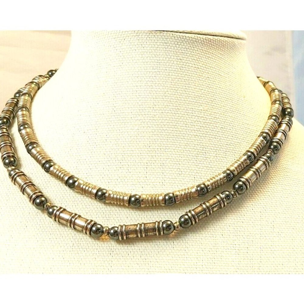 New Choker Necklace Silvertone and hematite beads choose yours